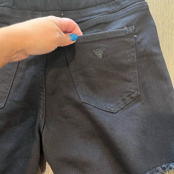 NWOT Guess Black Distressed Denim Shorts Drawstring Size M - Picture 10 of 10